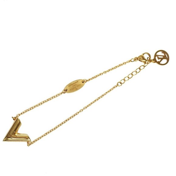 Auth LOUIS VUITTON Essential V Bracelet Gold-Plated France M61084 Accessory - Picture 1 of 16